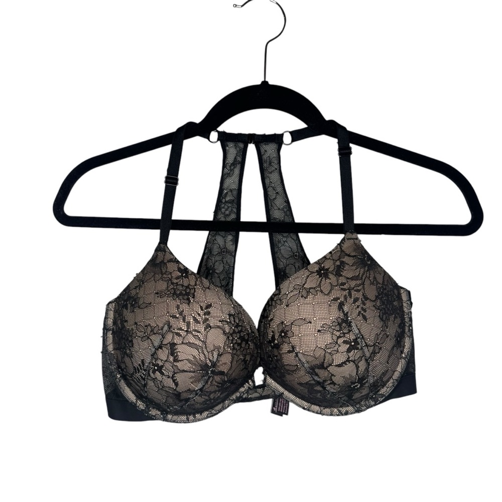 Victoria's Secret Very Sexy Push Up Black Lace Racer Back 34DD